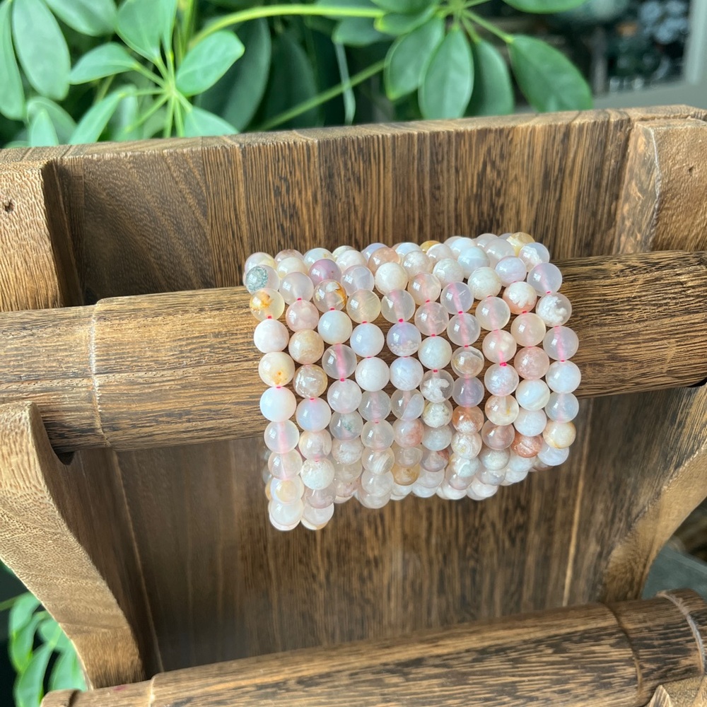 Cherry blossom agate bracelet